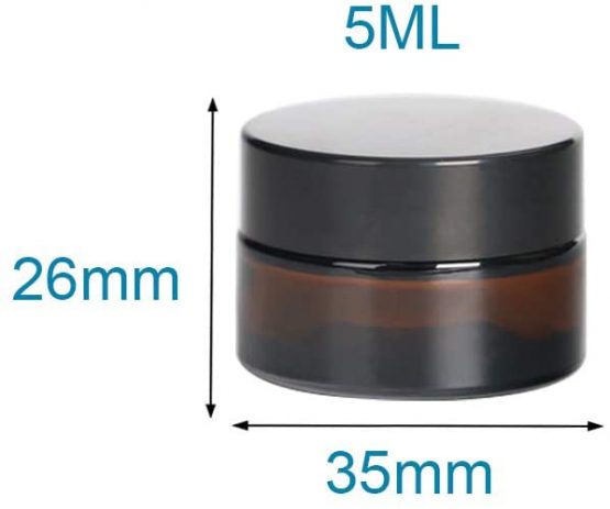 KingYH 6 Pack 5ml Amber Glass Jar Empty Refillable Cosmetic Face Cream Jar Bottle Container Pot with Black Screw Lid and Liners for Storage Homemade Facial Cream Essential Oils Lotion Ointment - Image 2