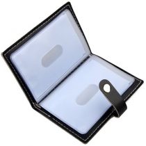 Karlling Soft Leather Case Wallet Bag Holder for 20 Credit Cards (Black)
