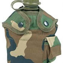 Mil-Tec Us Plastic Field Bottle with Bag Including Aluminium Mug Woodland, Multi-Colour, 22 x 11.5 x 8.5 cm