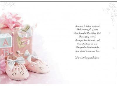 Jonny Javelin New Baby Girl Card, White, 6.25" x 9" - Image 2