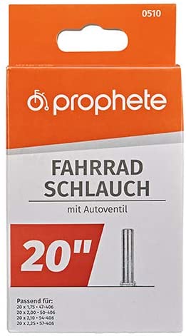 Prophete Bicycle Inner Tube 20 x 1.75-20 x 2.125 (47/57-406), Black, L, standard size - Image 2