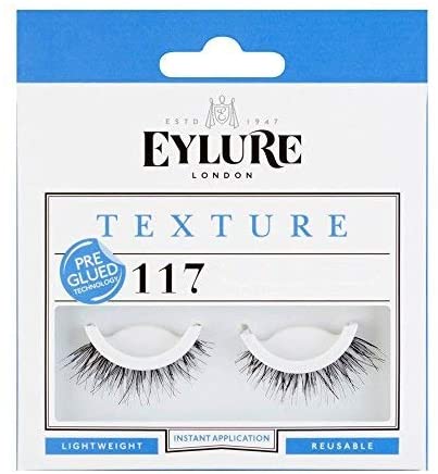 Eylure 117 Pre Glued Strip Lashes, Black, 2 count (Pack of 1)