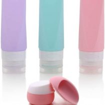 Silicone Travel Bottles Set,Travel Container Leak Proof BPA Free Refillable Squeezable Set for Shampoo Cosmetics Lotions,Toiletries,Shower Gel Solar Oil Cream(5pcs)