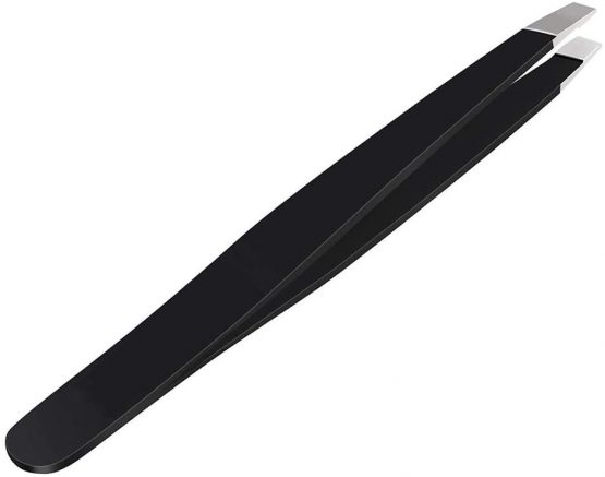 Ithyes Complete Tweezer Set 2 PCS Slant Tip Tweezer Stainless Steel Tweezers Eyebrow Trimmer Scissor for Shape Precision Ingrown Hair Nose Hair Blackhead Tick Remover,Black - Image 2
