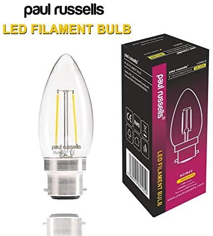 paul russells LED Candle Filament Light, 2.5W 25W Equivalent Replacement, 250LM Lumens, 2700K Warm White - Image 2