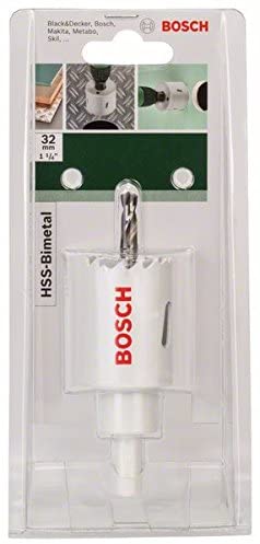 Bosch 2609255605 HSS Bi-Metal Holesaw with Diameter 32mm, White, Silver, 32 mm