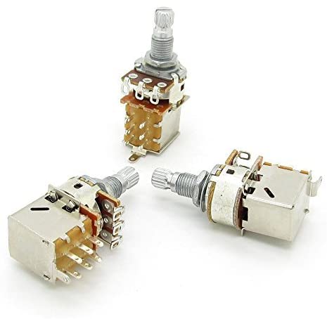 Pxyelec A500K Push Pull Potentionmeter Volume Tone Switch Pots Shaft 18mm for Guitar Bass Volume/Tone Controls Pack of 3