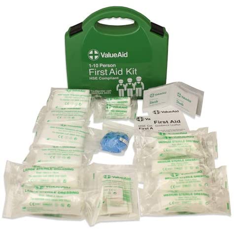 Value Aid HSE Compliant First Aid Kit for Workplace Home & Car, CE Marked Contents, Double-Clasp Case with Handle