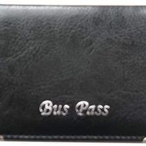 Lorenz Leather Effect Grained PU Bus Pass Cover Holder with Zip up Coin Pocket - Black