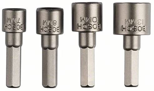 Bosch 2609255904 Socket Spanner Set including Hex Shank Arbor (4 Pieces), Black, Variety Pack