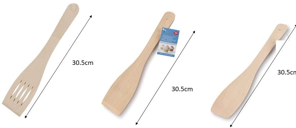 Tala Wooden Spatula Set 3 Piece Beechwood Utensil Set, Includes Rounded Spatula - Image 2