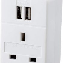 Invero UK to EU European Travel Adaptor 1 Way with 2x USB Charging Ports Ideal for Smartphones, Tablets, Cameras and more