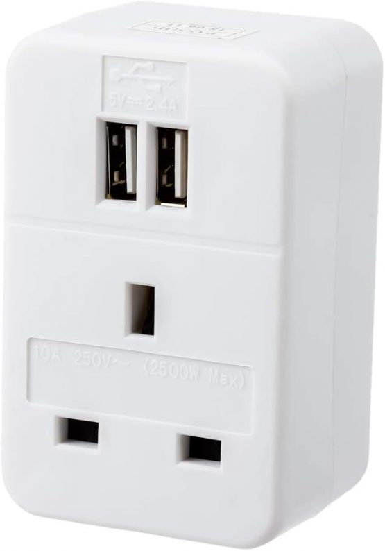 Invero UK to EU European Travel Adaptor 1 Way with 2x USB Charging Ports Ideal for Smartphones, Tablets, Cameras and more