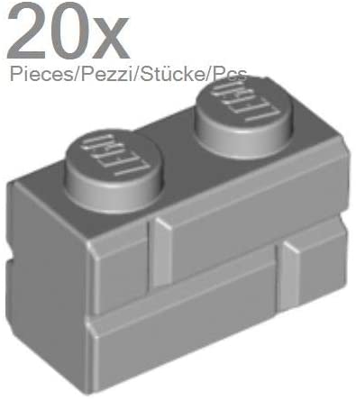 20 LEGO Brick Modified 1 x 2 with Masonry Profile (Brick Profile) Light Bluish Gray, Grau, Hellgrau