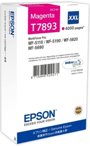 Epson T7893 Magenta Genuine, XXL High Yield Ink Cartridge DuraBrite Ultra, Super high