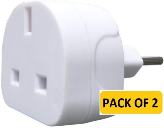ShaniTech Pack of 2 UK to EU Europe European Travel Adapter suitable for France, Germany, Spain, Egypt, China - Refer to Product description for Country list
