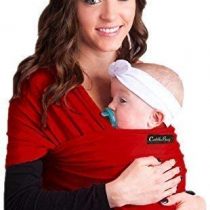 CuddleBug Baby Wrap Sling + Carrier - Newborns & Toddlers up to 36 lbs - Hands Free - Gentle, Stretch Fabric - Ideal for Baby Showers - One Size Fits All (Black)