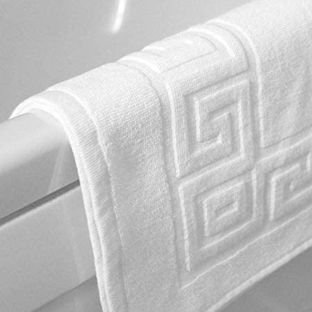 Sleep and Beyond Egyptian Cotton 750 GSM Greek Key Pattern Bath Mats for Bathroom (White, 2 Pack), 50 x 80 cm - Image 4