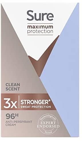 Sure Women Maximum Protection Clean Scent Cream Stick Anti-perspirant 45 ml, Pack of 3