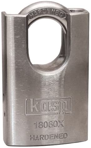 Kasp 180 Steel Padlock 60mm Close Shackle, Silver, closed shackle