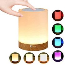 Caxmtu LED Night Light Touch Lamp Bedside Table Lamp for Kids Bedroom Rechargeable Dimmable Warm White Light + RGB Color Changing
