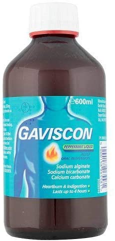 Gaviscon Peppermint Liquid 600 ml, Fast-Acting Heartburn, Indigestion, Acid Reflux, and Nausea Relief