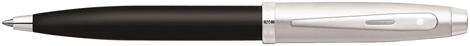 Sheaffer 100 - Refillable ballpoint pen, glossy black and chrome, chrome trim, White,Black