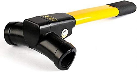 MEETOZ Universal Security Anti Theft Retractable Heavy Duty Car Steering Wheel Lock with 2 Keys - Yellow