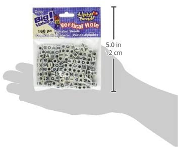 Darice Alphabet Beads 6mm 160/Pkg-White W/Black Letters, Transparent - Image 2