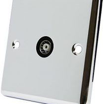 AET CPC1GTVBL Polished Chrome Classical TV Black Insert-1 Gang Aerial Coaxial Female Socket