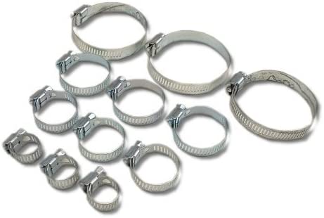 12 Piece Piece Garden Hose Clamps Jubilee Clip Set, Silver