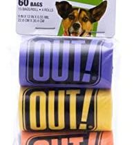 OUT! Dog Poop Pick-Up Bags, strong & Leakproof - Rainbow,1 pack of 60 bags (4 Rolls, 15 bags/Roll )