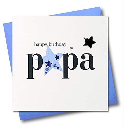 Claire Giles Greeting Cards, Happy Birthday Papa Card, Blue Star design Birthday Greeting Card, Embellished with a padded star