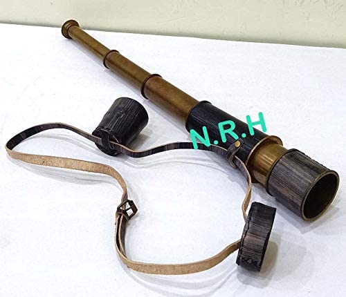 Antique Marine Telescope 18 inch Nautical Telescope Marine Spyglass Pirate Brass with Lather Belt & Cap - Image 2