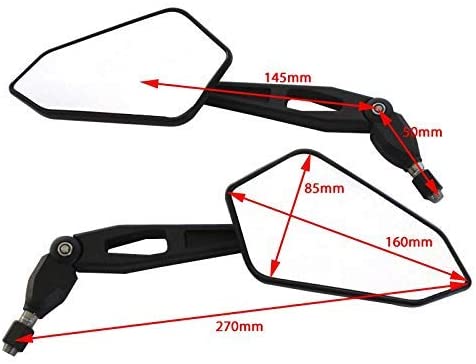 Motorbike Universal Mirrors 10mm Bolt Foldable for Filtering, black, A-10mm Clockwise and Anticlockwise Thread - Image 2