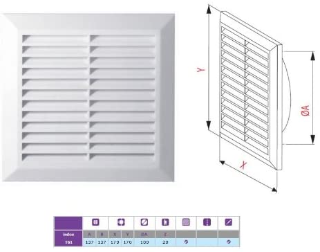 Ventilation Grille Insect Protection Round Diameter 100 mm White ABS Grille, (6.7 x 6.7) inches - Image 2