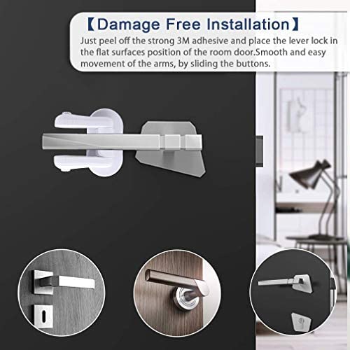 ALBOYI 3 Pack Child Proof Door Lever Lock Rotation Design Handles Lock Strong Adhesive Baby Safety Lock Door Handle, No Drill - Image 3