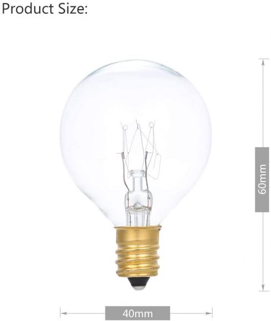 Tomshine G40 Globe Tungsten Incandescent Bulb Lamp 25 Pack E12 Base Socket Holder IP44 Water Resistance Warm White for String Light Home Party Decoration Wedding Function Portable - Image 3