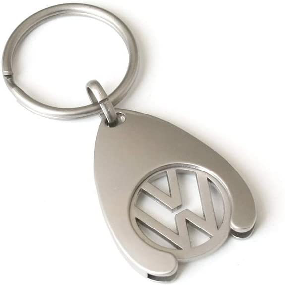 Volkswagen 000087055VAHW Keyring, Shopping Trolley Token, Keyring Pendant, Coin Chip, Silver