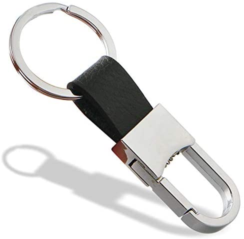 MYLB Clip on Belt Loops Pants Buckle Keyring Leather Keychains Car Key Chain Ring Key Holder, Black
