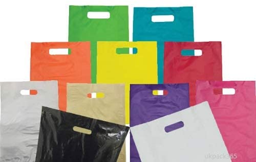 Large Purple Plastic Gift Bags ~ Boutique Gift Shop Carrier Bag ~ 38x46x8 cm Uk Store 247 (100), 15 x 18 x 3 Inches - Image 2