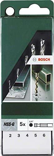 Bosch 2609255127 DIY Metal Drill Bit Set 5-Piece High-Speed Steel-G with Hexagonal Shaft 2-3-4-5-6 Conical Female Ground Joint 135° HEX 3126-E 6.4 - Image 2