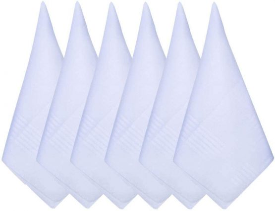 Dudu N Girlie! Cotton Men's Satin Border Handkerchiefs, Pack of 12, White - Image 4