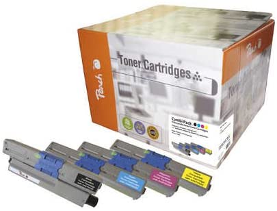 Peach Saving Pack Toner Module Compatible with OKI 44469804, 44469722, 44469723, 44469724, Multi-Pack (Schwarz, Gelb, Magenta