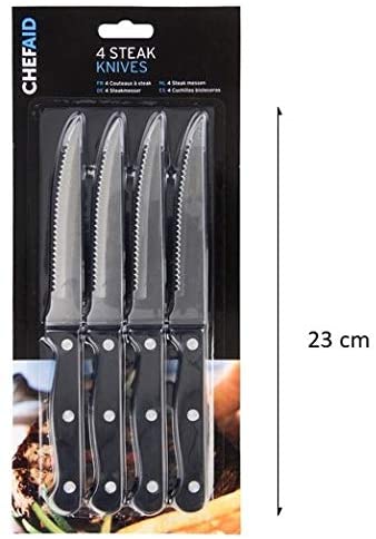 Chef Aid Stainless Steel Serrated Steak Knife Set, Set of 4 Durable Multipurpose Kitchen Knives with Comfort Grip, Ergonomic - Image 2
