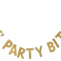 LET'S PARTY BITCHES Bunting Garland, Glitter Paper Banner for Party Decoration - Gold