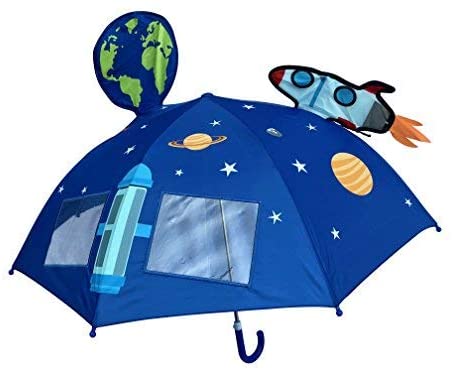 HECKBO 3D children umbrella space space space astronaut, with rocket, earth, planets, satellite with window - Image 3