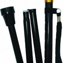Folding Walking Stick In Black - Portable - Fully Adjustable - Lightweight - Aluminium - None Slip Foot - Simple And Hassle Free