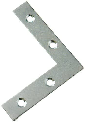 Merriway® BH00143 (5 Pcs) Flat Corner Zinc Plated Repair Brackets Braces Plates, 75 mm (3 inch) - Pack of 5 Pieces