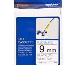 Brother TZe-FX221 Labelling Tape Cassette, Black on White, 9mm (W) x 8M (L), Flexible ID, Brother Genuine Supplies
